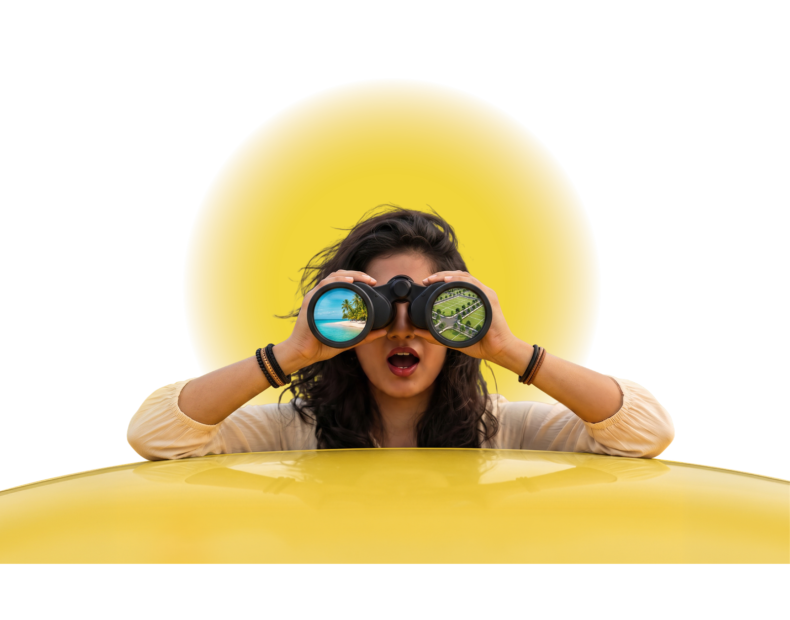 Girl with binocular